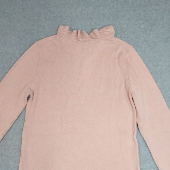 Ann Taylor Factory Sz XS Ruffle Neck Sweater Preppy Blush Pink Barbie Flawed NEW - Picture 12 of 15